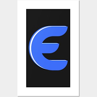 E - Letter A to Z Text Collection blue Colour Posters and Art